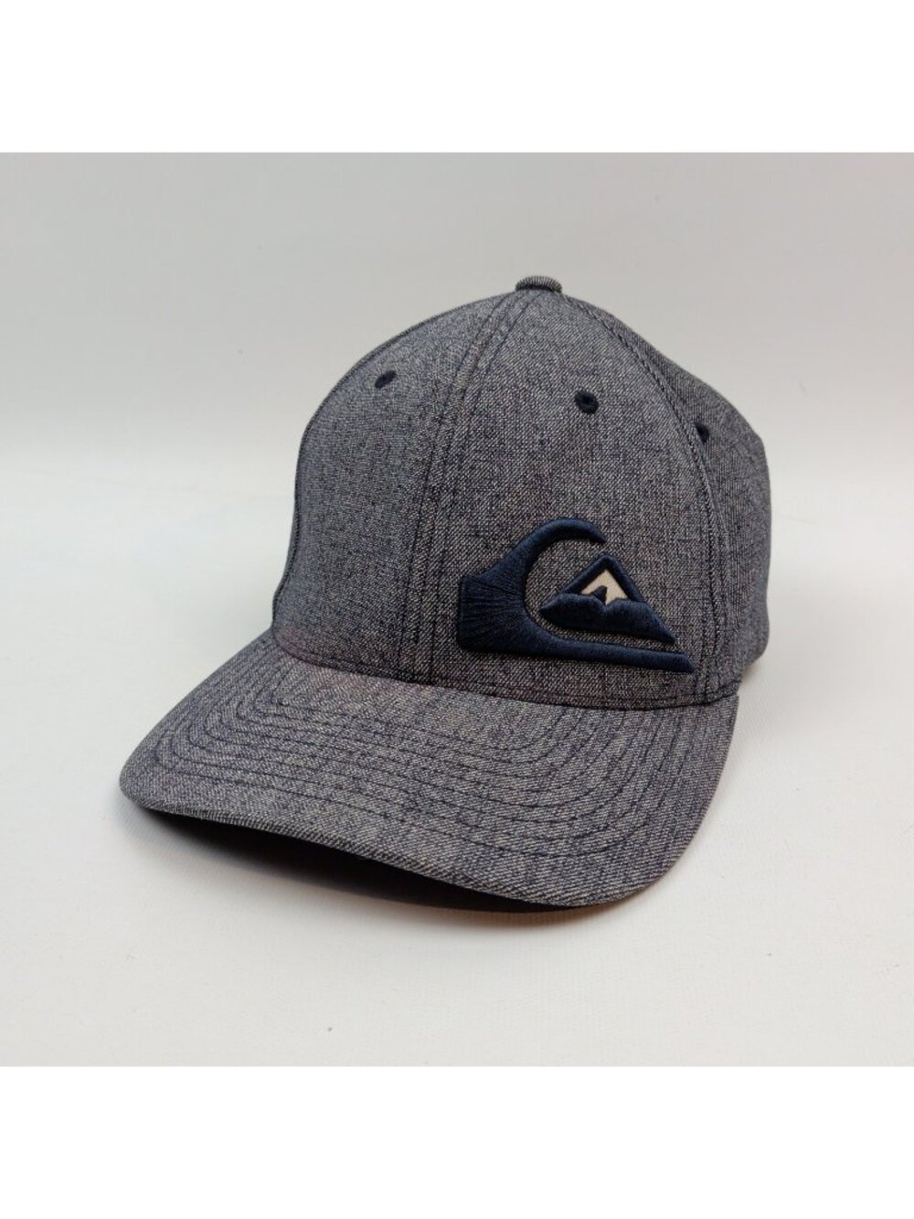 Y2K Quicksilver Baseball Hat Cap Flex Fit Sz S/M Surf Skateboard Heathered Gray